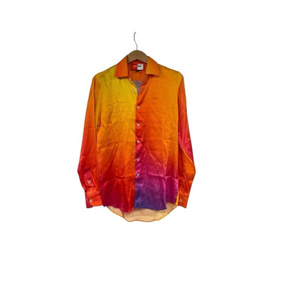 BRUCE GLENN PRISM SUNRISE SILK BUTTON UP SHIRT WOMENS XS NEW - Picture 1 of 12